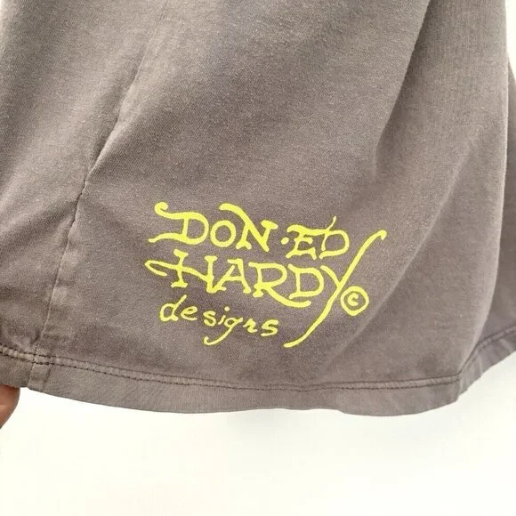 Ed Hardy by Christian Audigier Gray Skull Bones Short Sleeve T-Shirt Men’s XXL - Picture 4 of 9